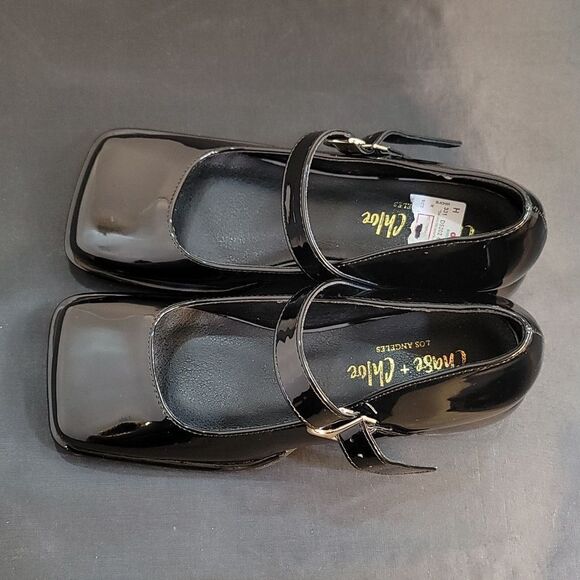 BRAND NEW CHLOE+CHASE SQUARE TOE MARY JANE LOW BLOCK HEEL SHOE G1 - Picture 6 of 15